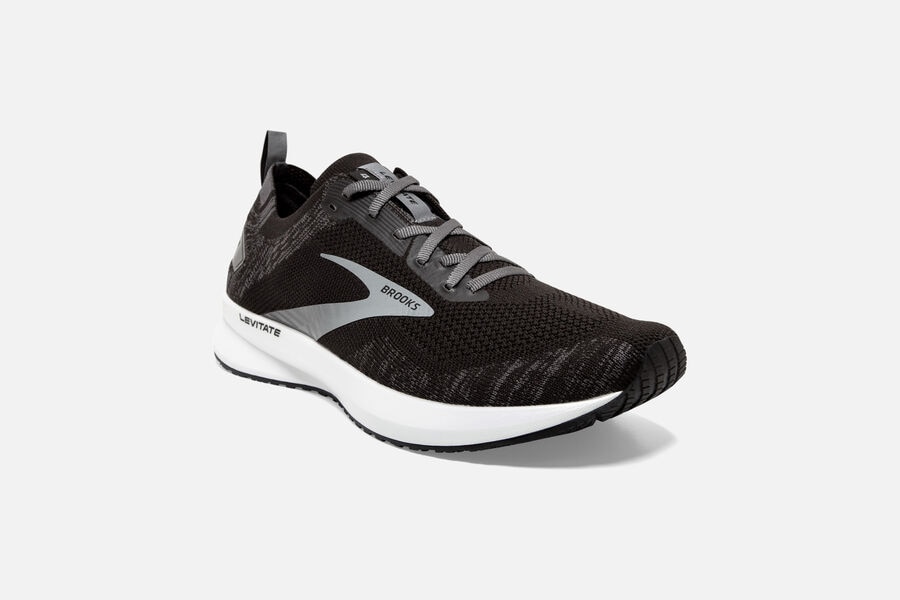 Brooks Israel Levitate 4 Road Running Shoes Mens - Black/White - OJA-816945